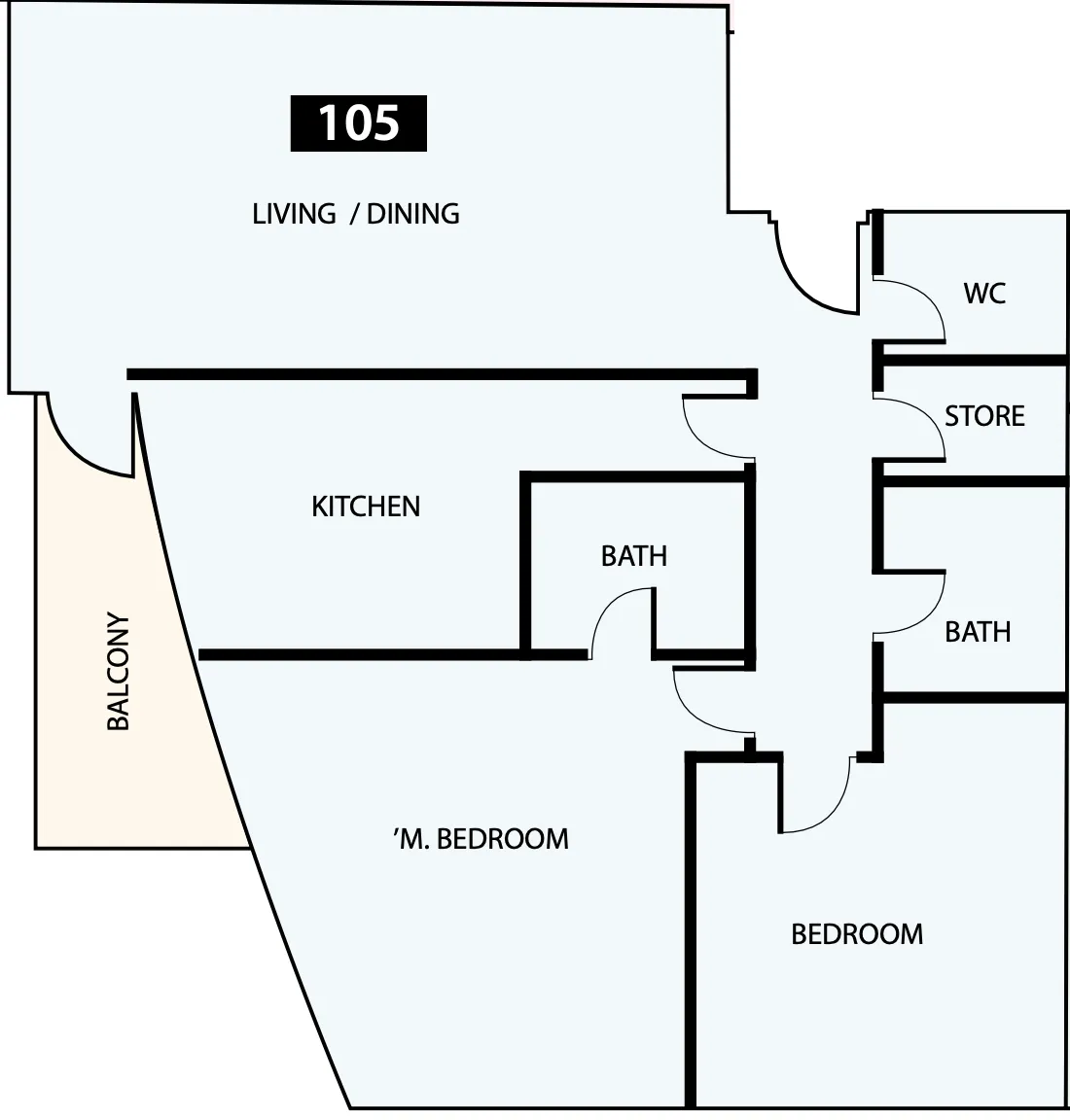 Paradise View 1 2 bed floor plan, 1,131 sqft