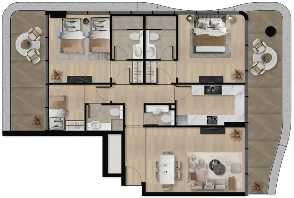 Orvessa Residences 2 bed floor plan, 1,528 sqft
