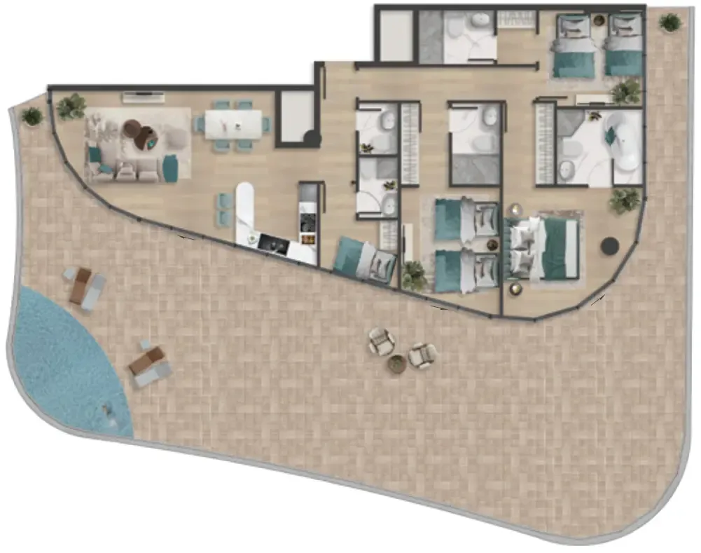 Pelagia 3 bed floor plan, 3,373 sqft