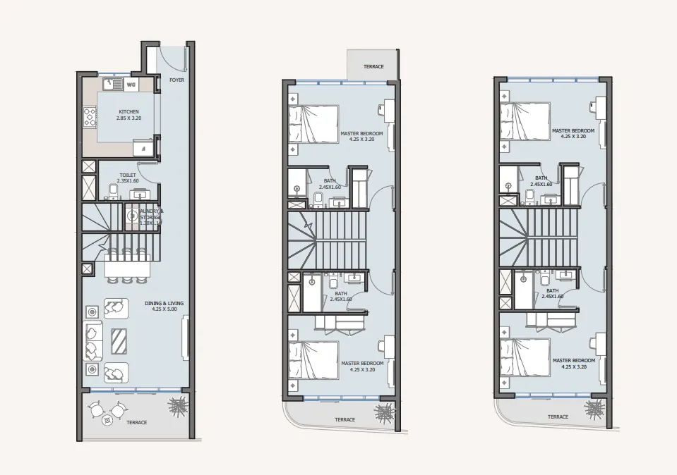 Baia 4 bed floor plan, 2,031 – 2,099 sqft