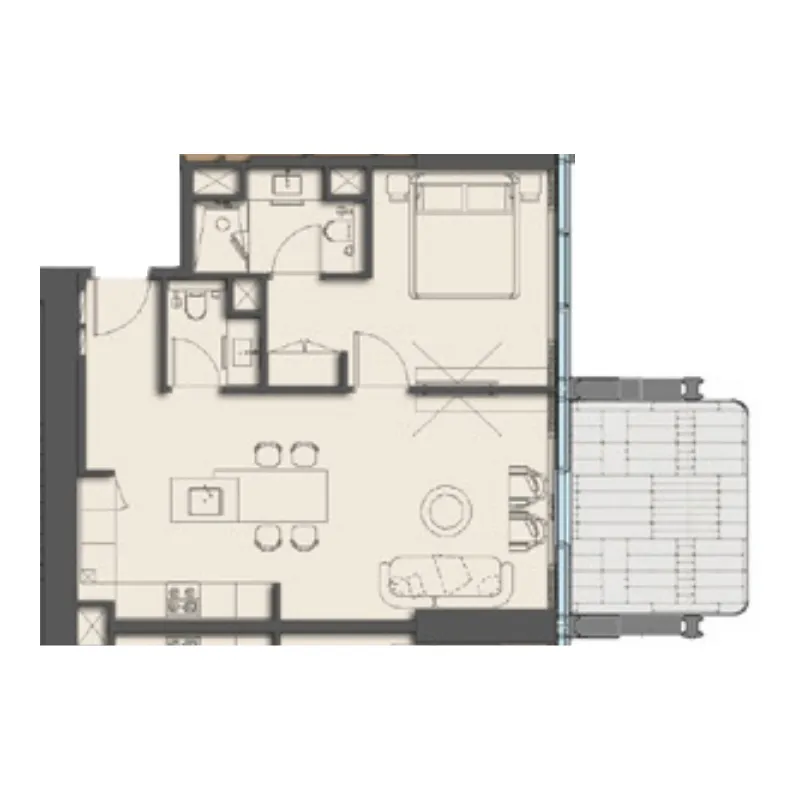 The Symphony by Imtiaz 1 bed floor plan, 883 sqft