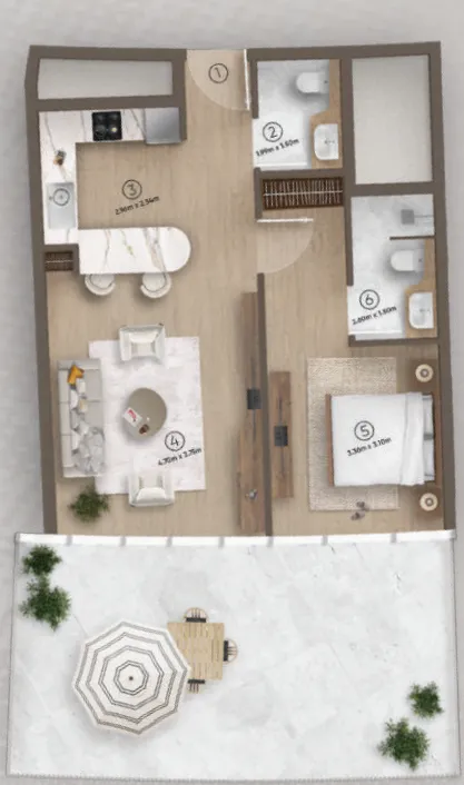 Azure by Lapis 1 bed floor plan, 766 – 932 sqft