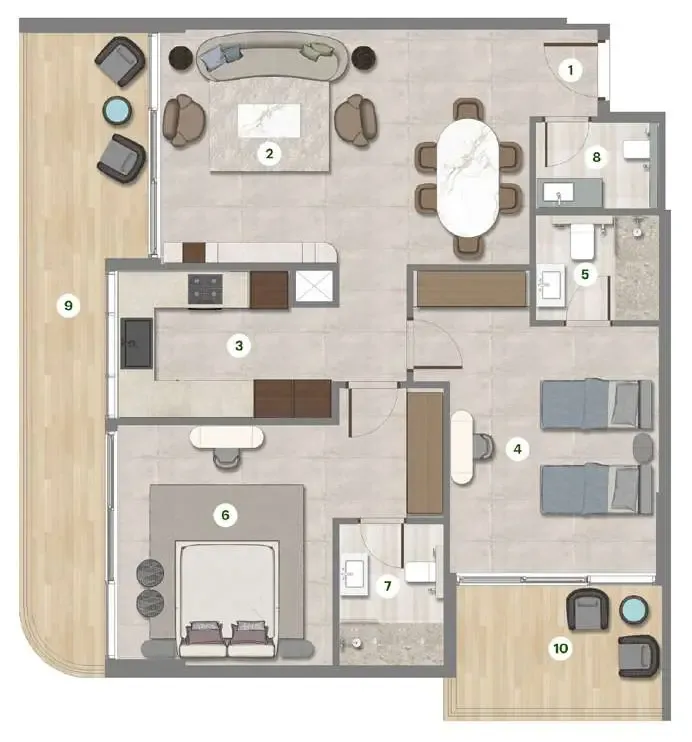 Parkgreen Residences 2 bed floor plan, 1,179 sqft