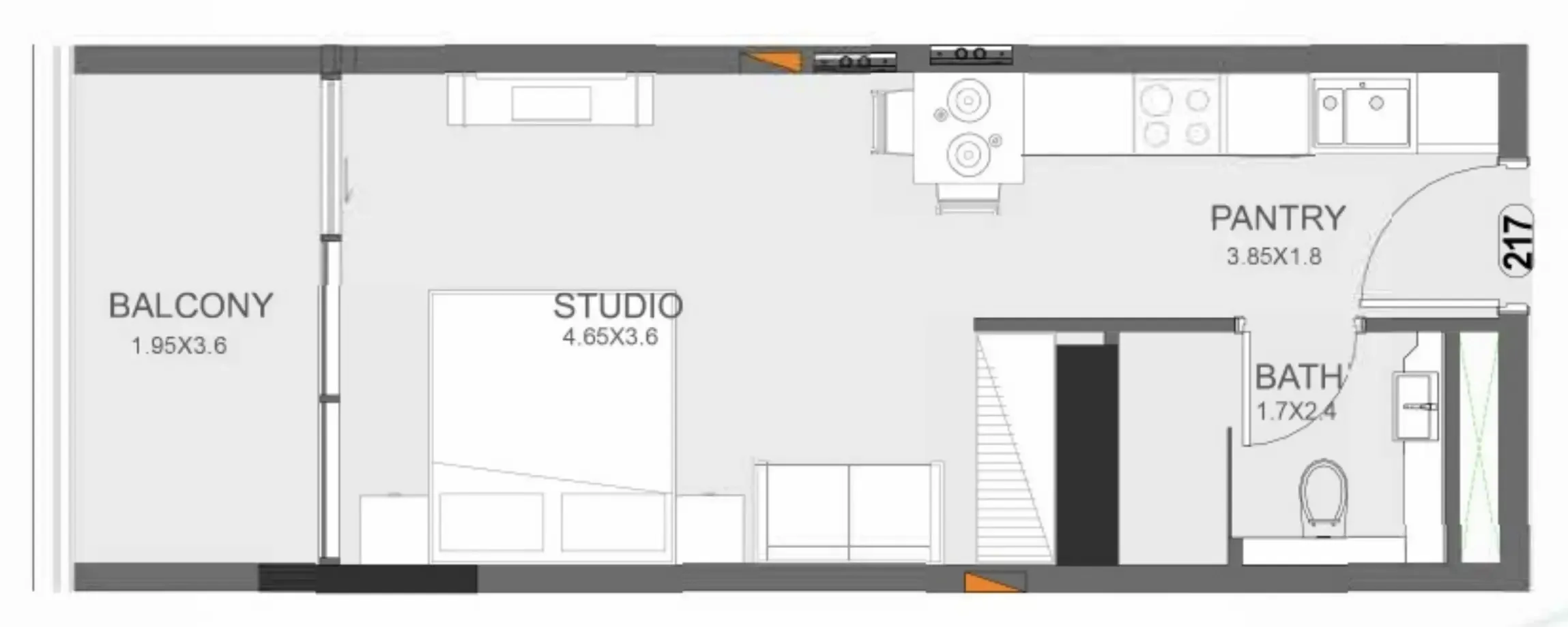 Floarea Oasis Studio floor plan, 429 sqft