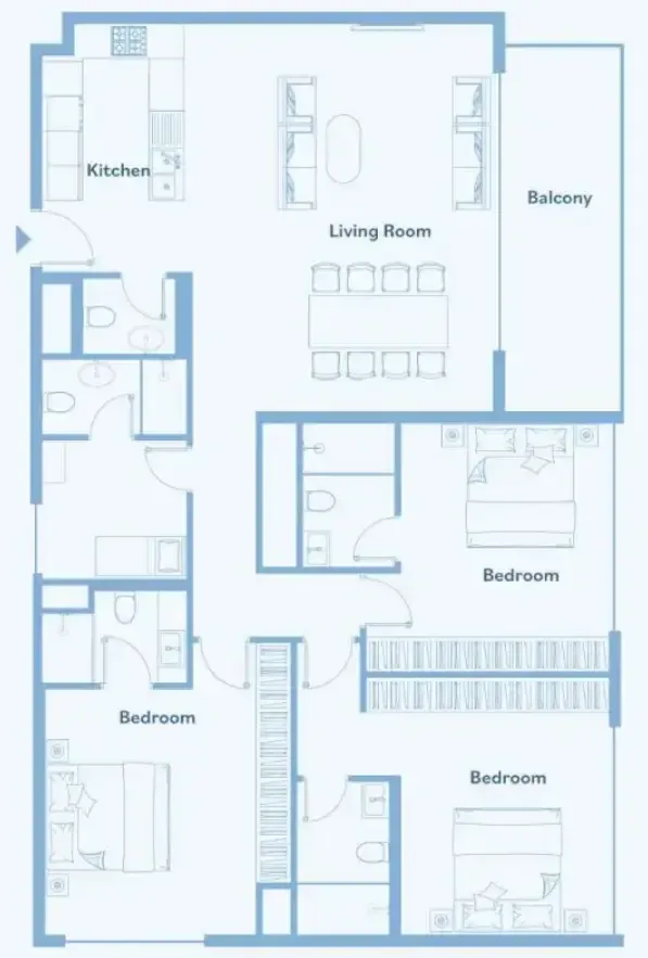 Luma Park Views 3 bed floor plan, 1,700 sqft