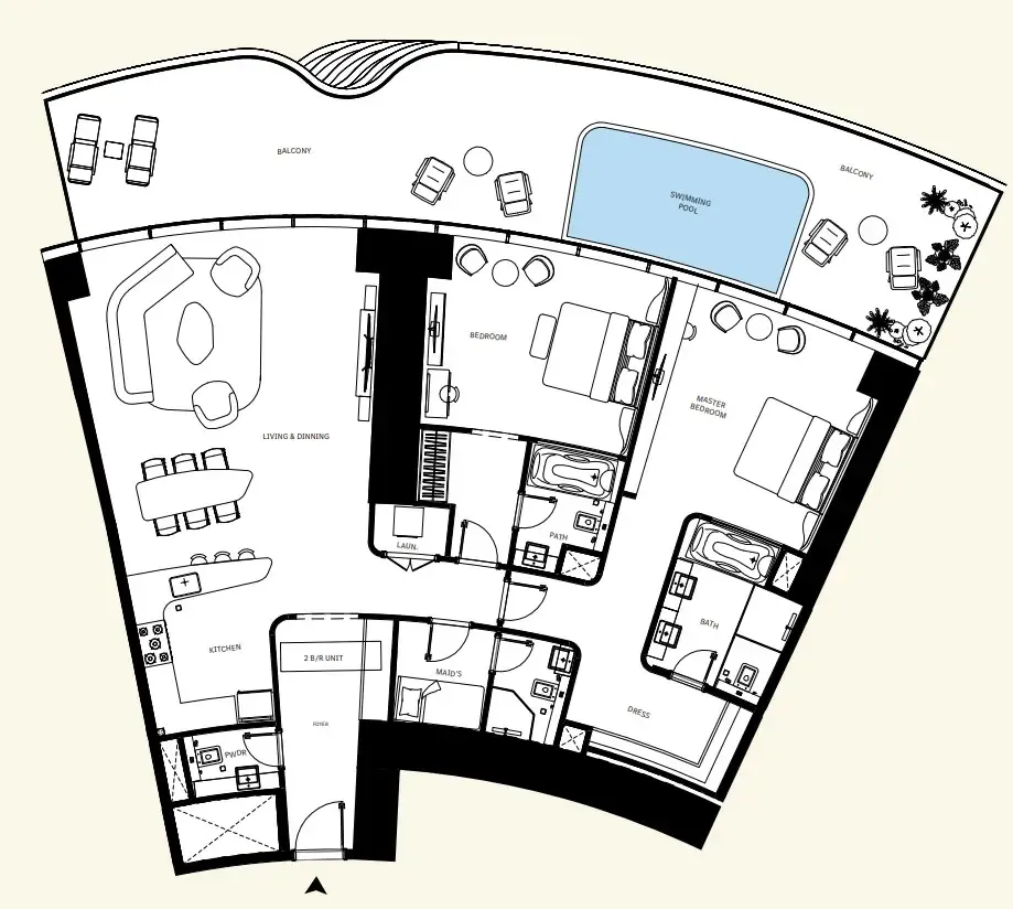 Mercedes-Benz Places by Binghatti 2 bed floor plan, 2,533 sqft