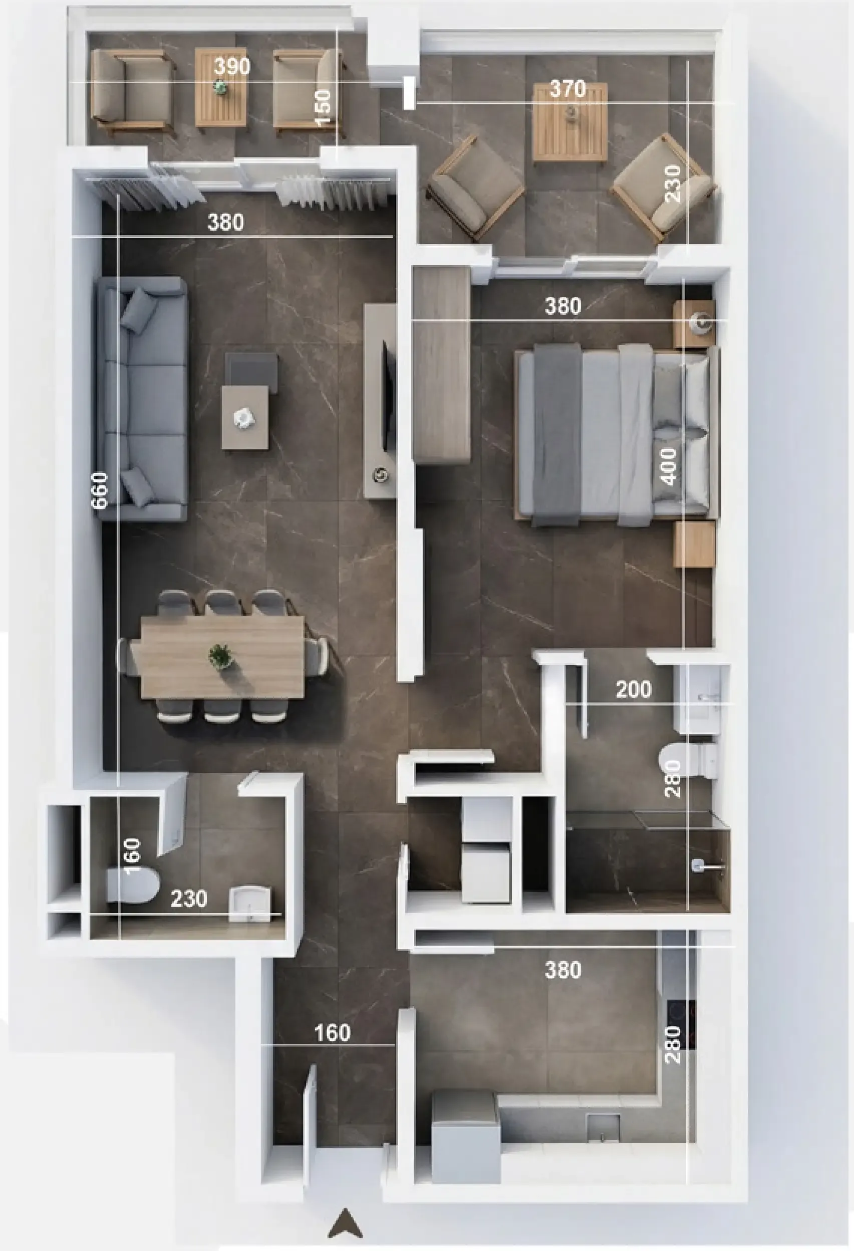 ICONA Residence 1 bed floor plan, 990 – 1,069 sqft