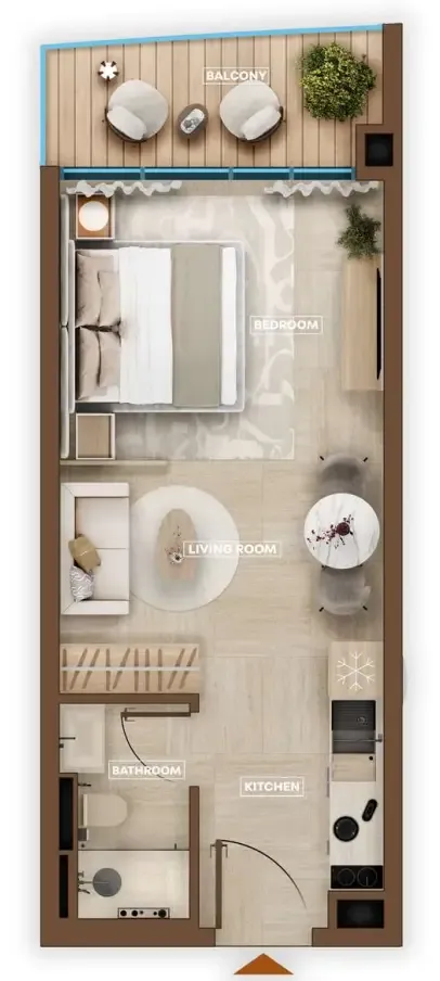 Sky Hills Astra Studio floor plan, 386 sqft