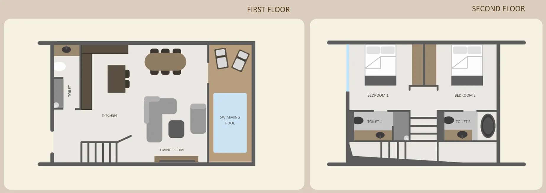 Swoi Umalas Villas Palm Street 2 bed floor plan, 1,130 sqft