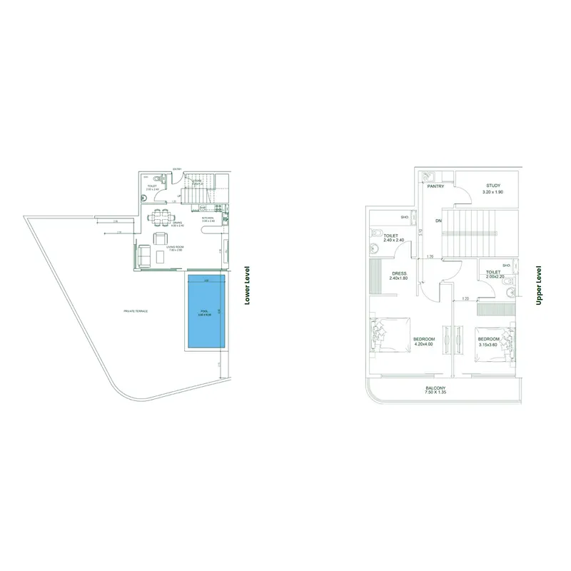 Opalz 2 bed floor plan, 3,429 sqft