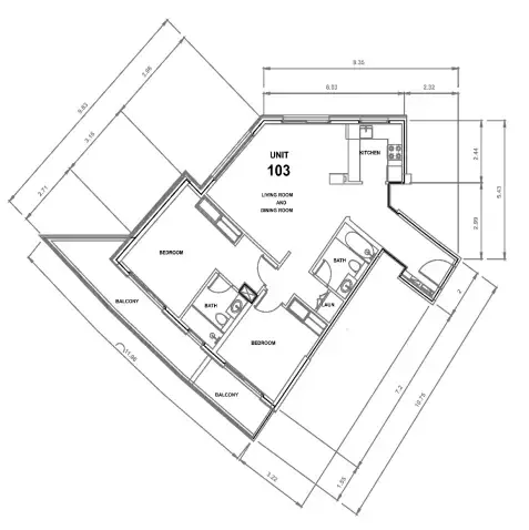 Majestique Residence 2 2 bed floor plan, 1,119 sqft