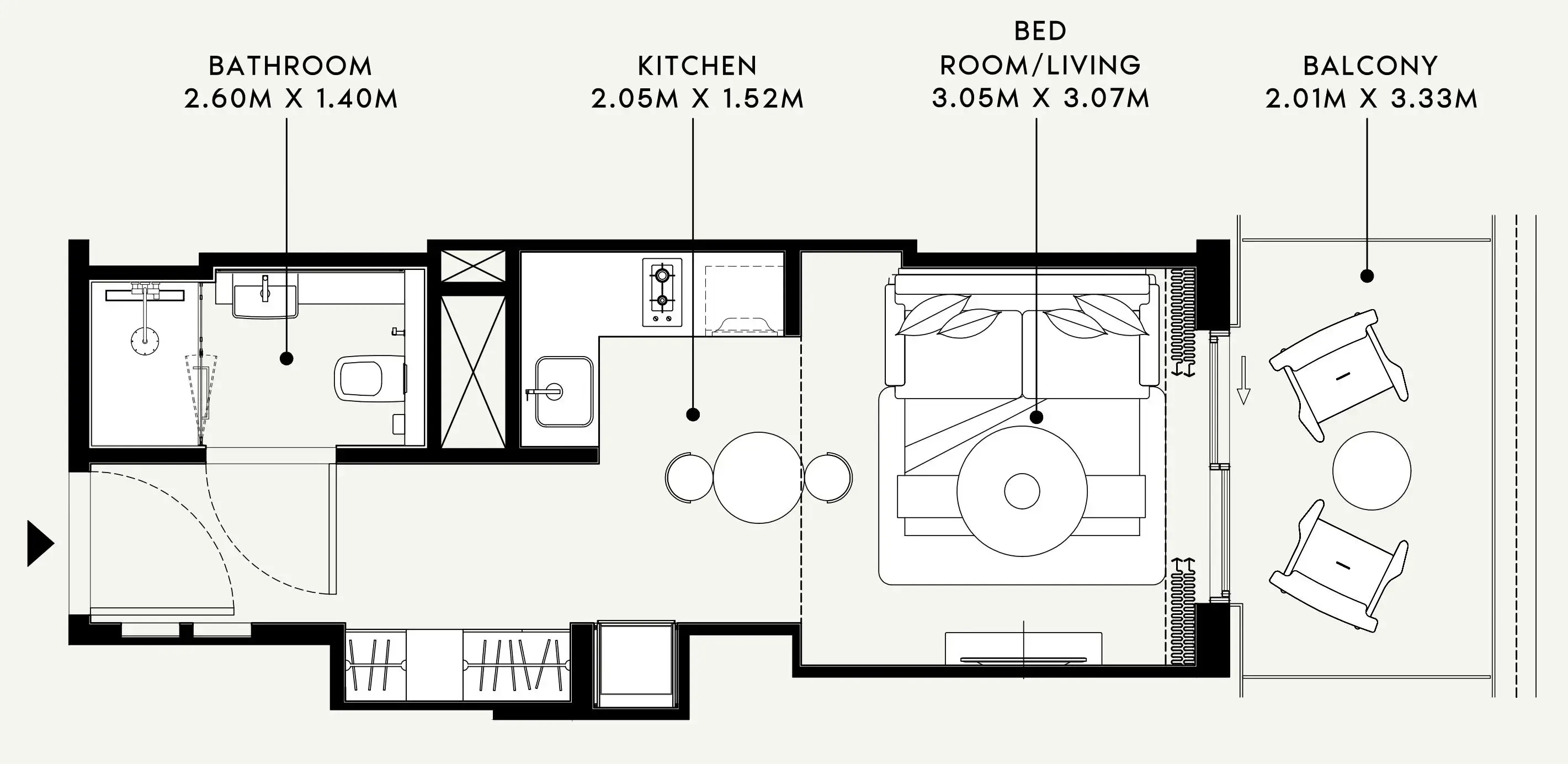 Azizi Venice Studio floor plan, 382 sqft