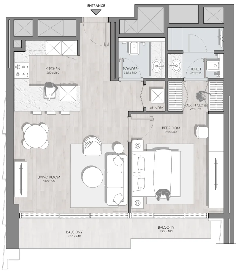 Avant Garde Residences 2 1 bed floor plan, 771 – 781 sqft