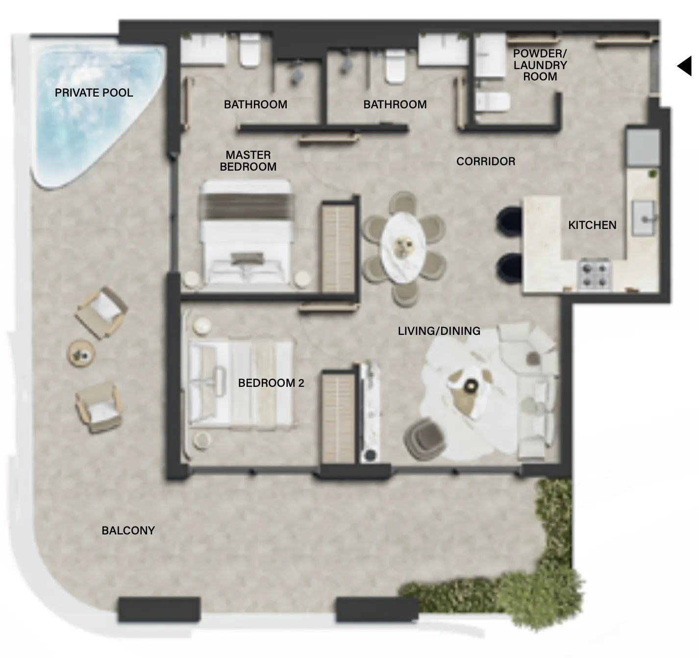 Weybridge Gardens 4 2 bed floor plan, 1,209 sqft