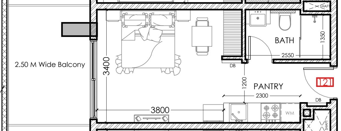 Al Haseen Residences 5 Studio floor plan, 371 sqft