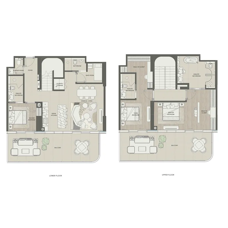 Mondrian Phases 1 and 2 3 bed floor plan, 2,547 – 2,562 sqft