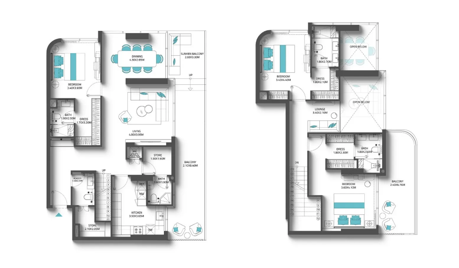 Reef 997 3 bed floor plan, 2,536 sqft