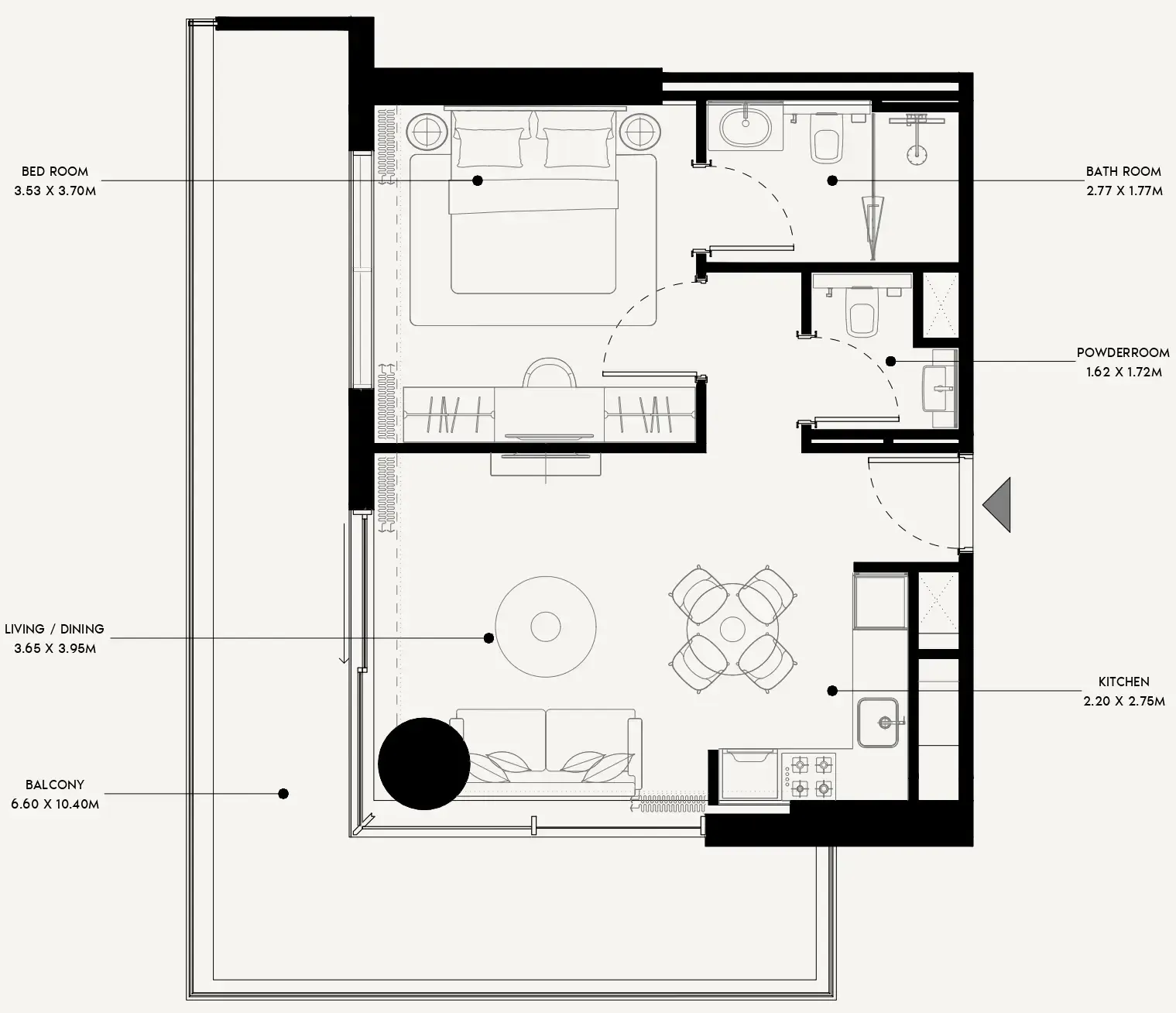 Azizi Venice 1 bed floor plan, 867 sqft