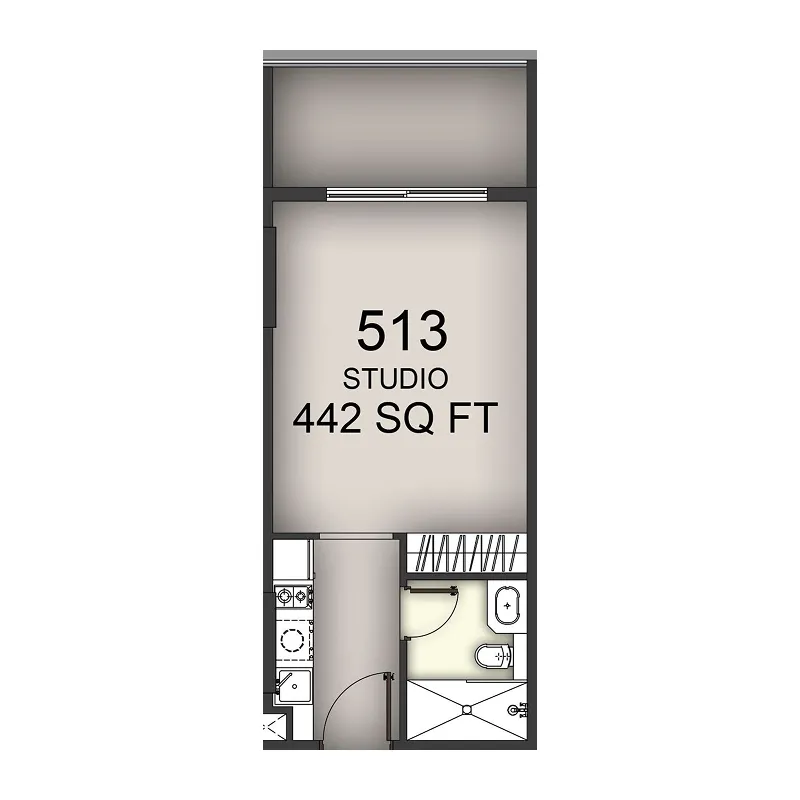 Aizel Tower Studio floor plan, 442 sqft