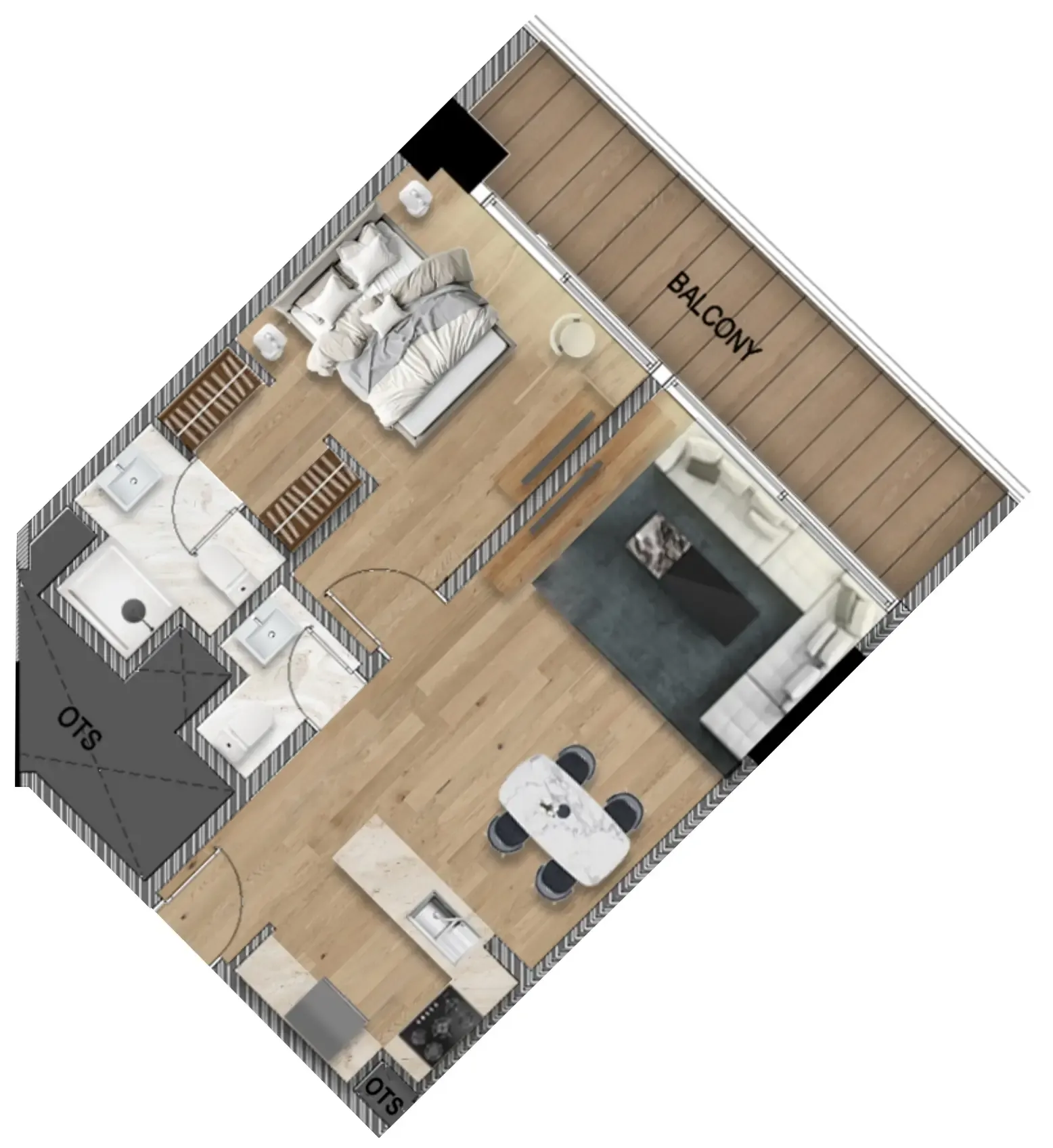 Barari Gate by ADE 1 bed floor plan, 818 sqft