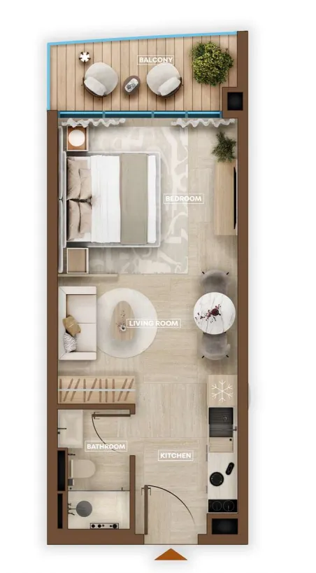 Sky Hills Astra Studio floor plan, 386 sqft