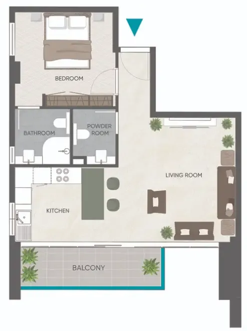 Eden Golf Views 1 1 bed floor plan, 701 sqft