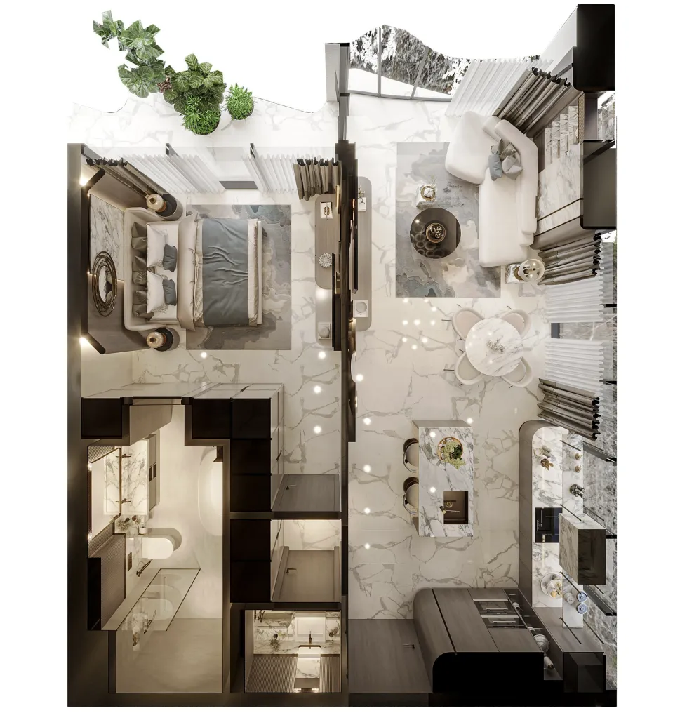 Iluka Residences 1 bed floor plan, 872 sqft