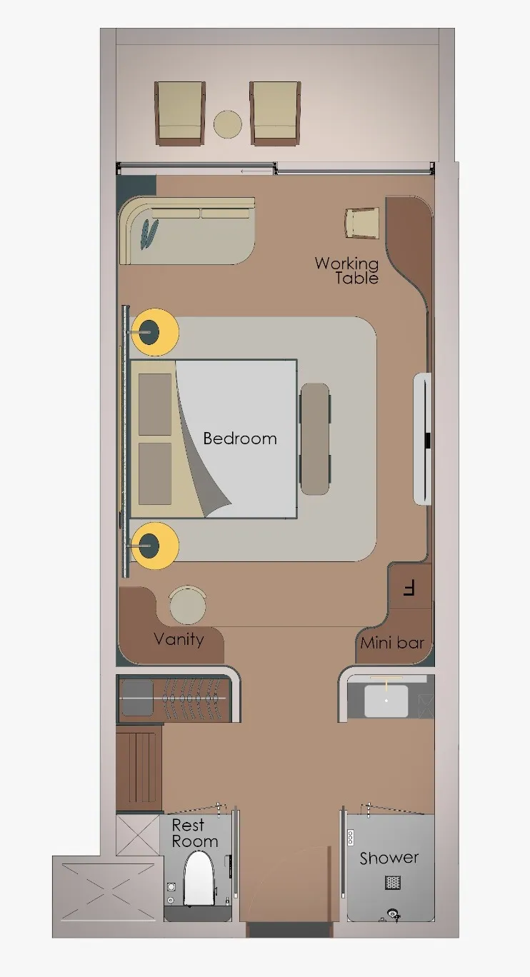 Hotel London Studio floor plan, 570 – 648 sqft