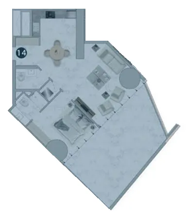 Franck Muller Vanguard 1 bed floor plan, 1,142 sqft
