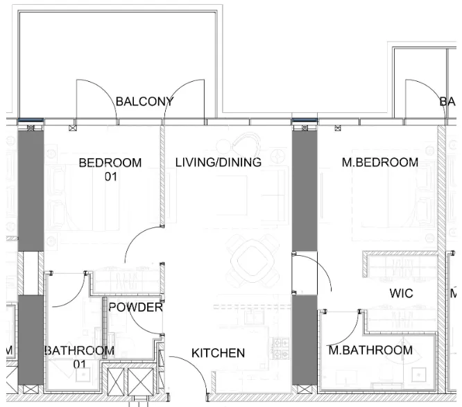 Damac Safa Gate 2 bed floor plan, 1,109 – 1,124 sqft