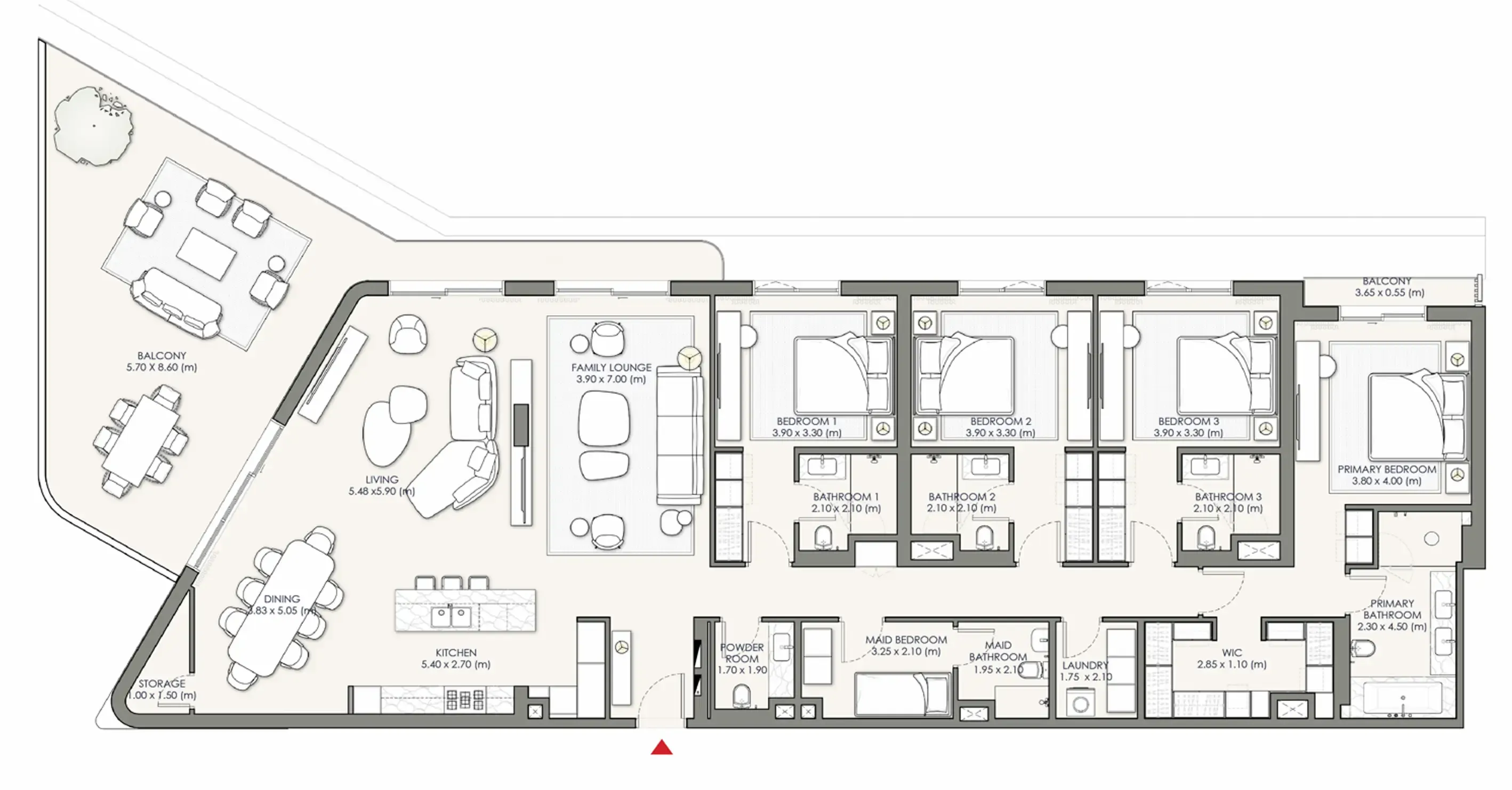 Palm Central Private Residences Phase 2 4 bed floor plan, 3,330 sqft