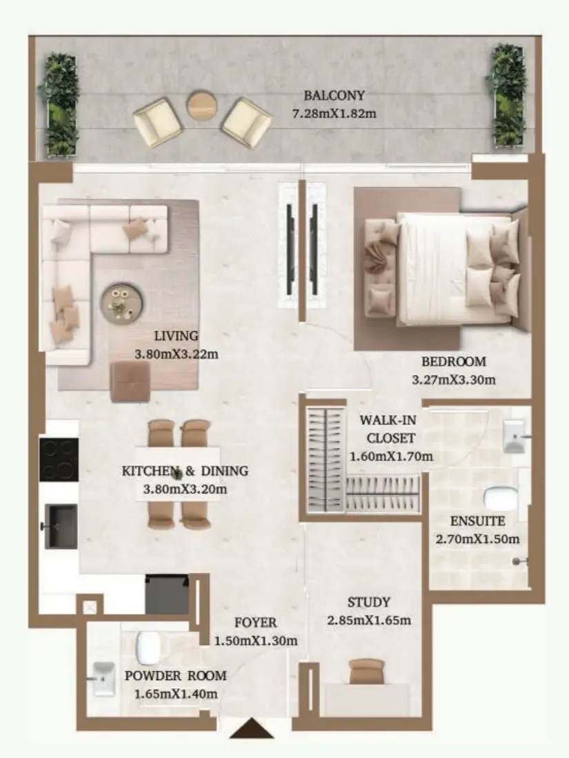 Arthouse Residences by Cledor 1 bed floor plan, 755 sqft