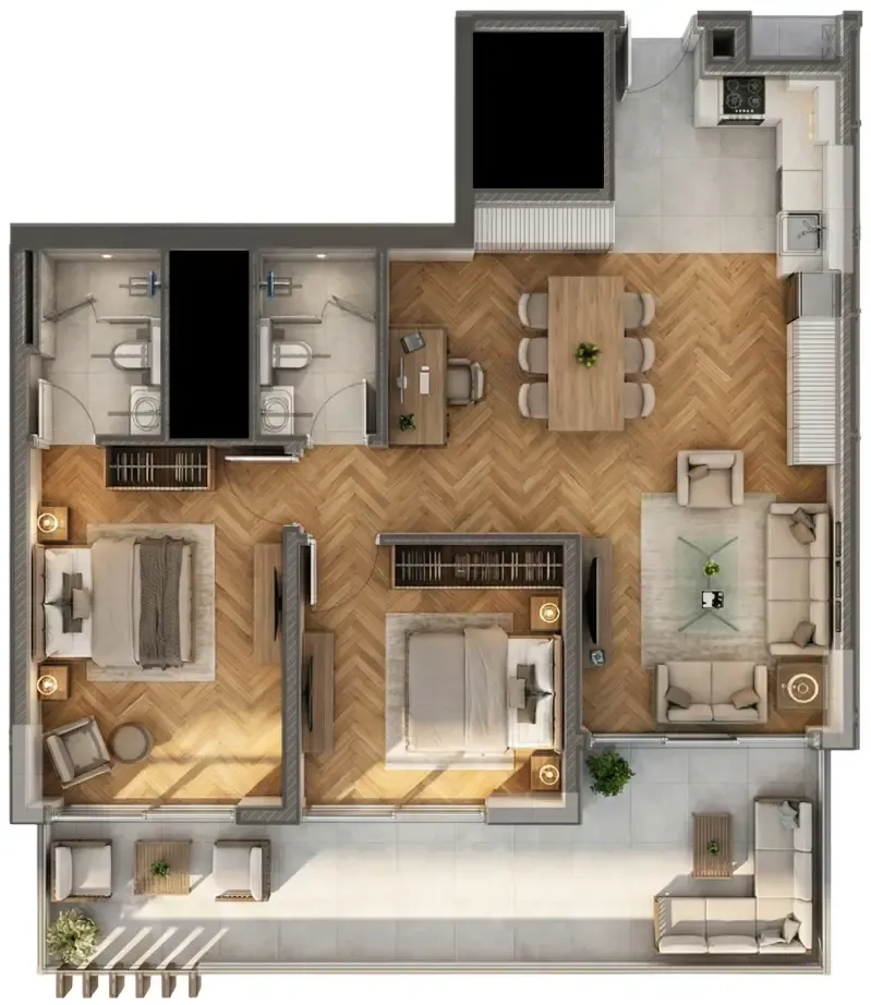 Armas By Zenith 2 bed floor plan, 1,193 sqft