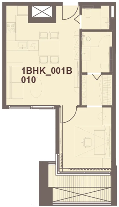 J-Haus Residence 1 bed floor plan, 615 sqft