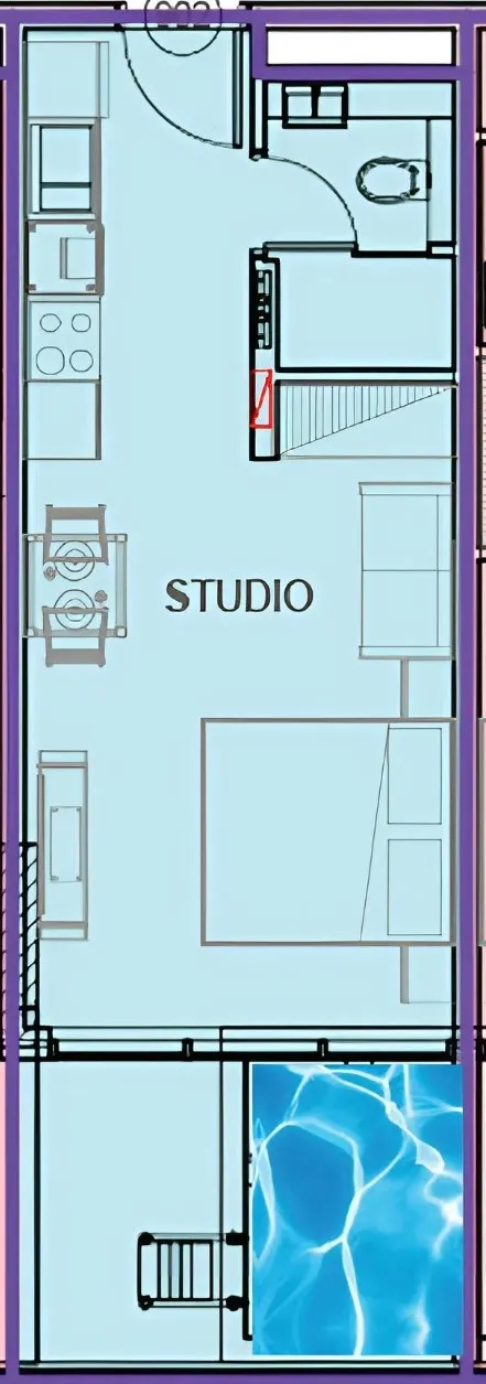 Samana Portofino Studio floor plan, 407 – 459 sqft