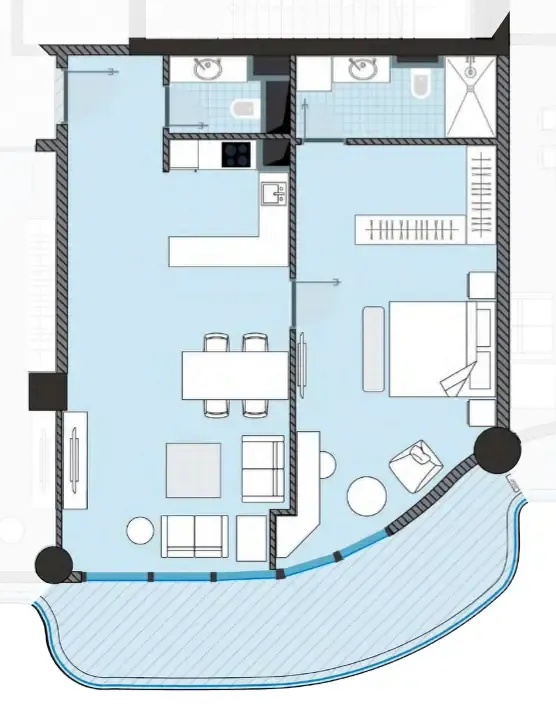 NEXT Coral 1 bed floor plan, 993 sqft