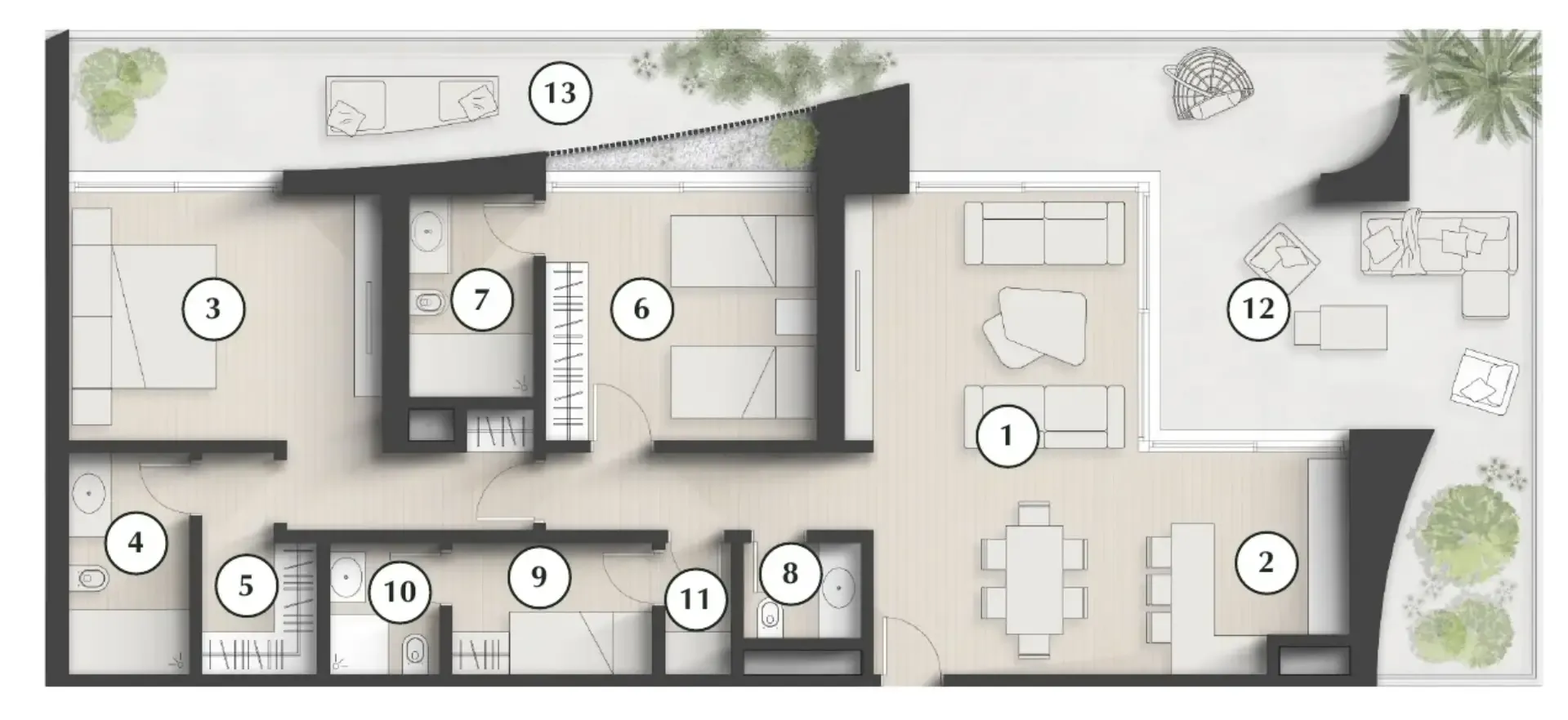 Lunaya Terraces 2 bed floor plan, 1,997 sqft
