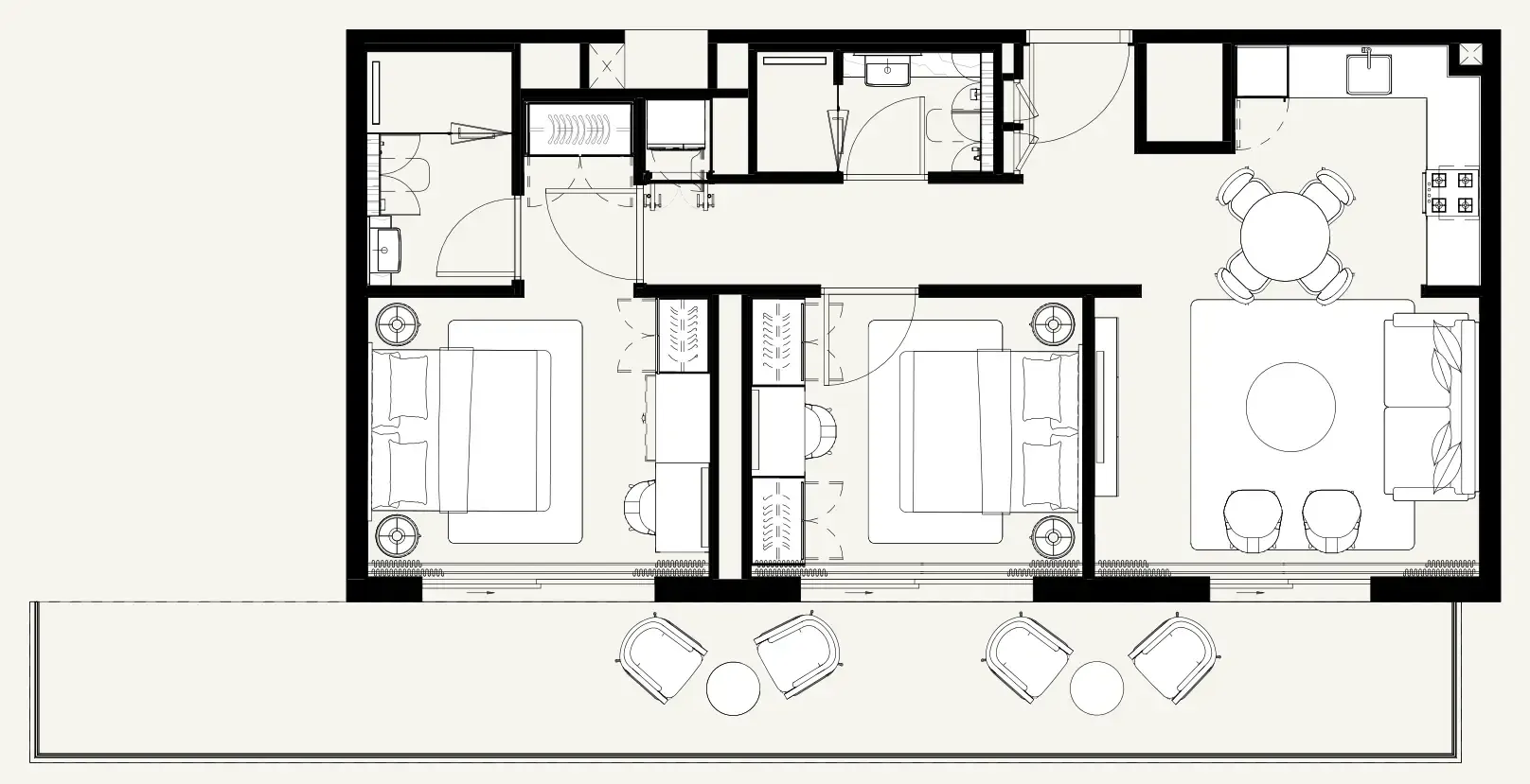 Azizi Noura 2 bed floor plan, 1,144 sqft