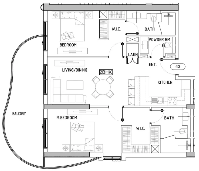 Damac Lagoons Views Phase 3 2 bed floor plan, 1,176 sqft
