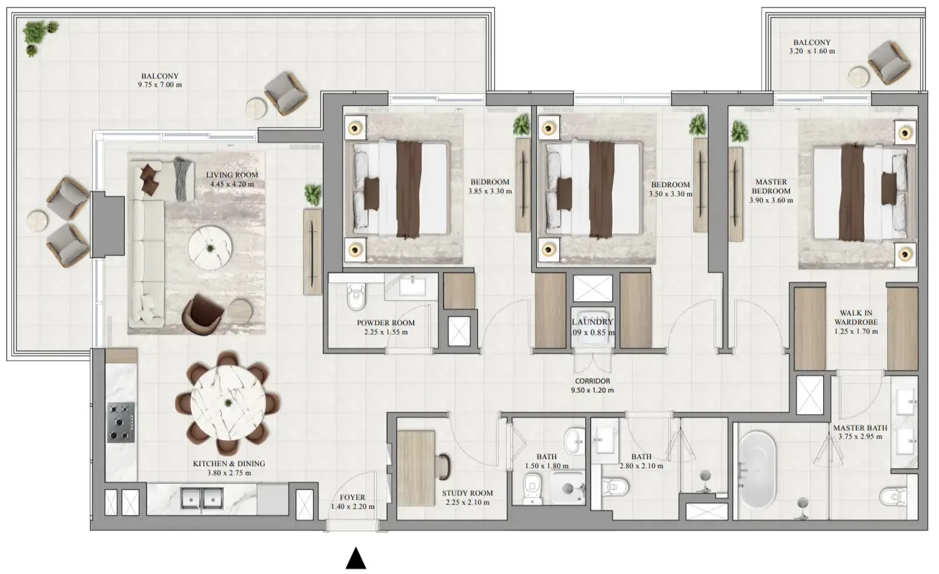 Greencrest 3 bed floor plan, 1,877 sqft