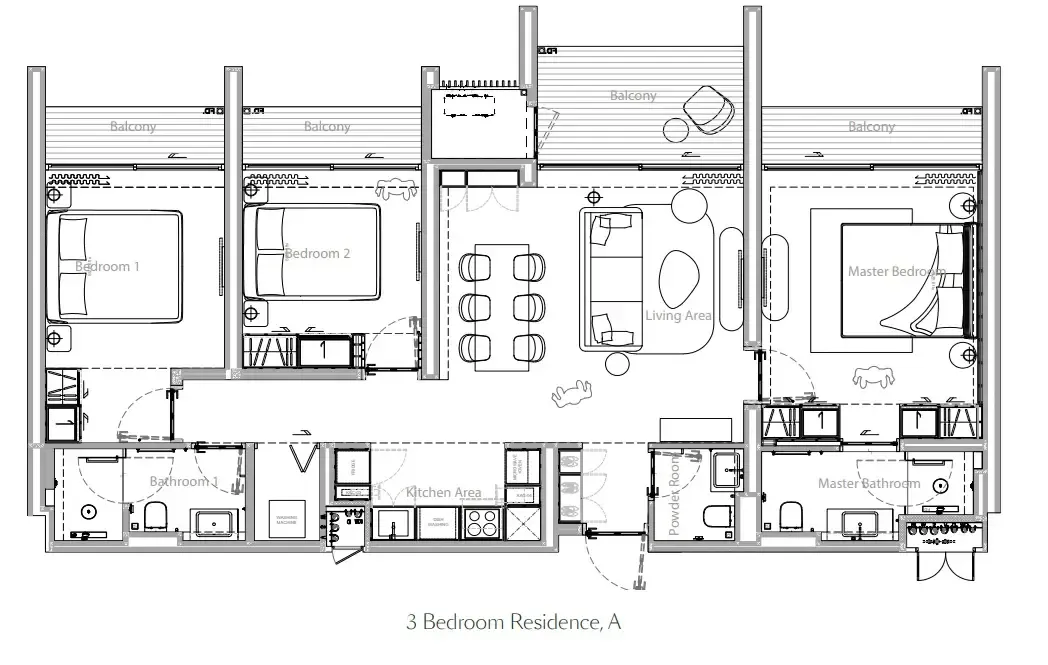 Gardens of Eden - Park Residence 3 bed floor plan, 1,302 – 1,335 sqft