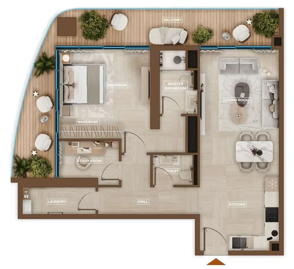 Sky Hills Astra 1 bed floor plan, 1,083 sqft