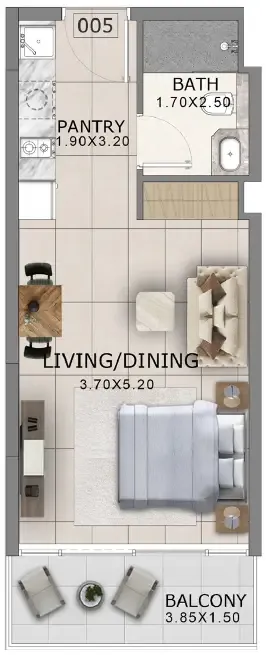 Arlington Park 2 Studio floor plan, 421 sqft