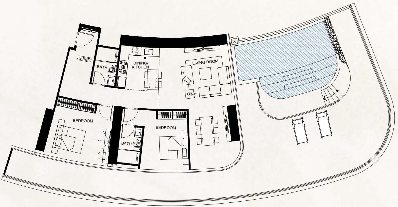 Binghatti Flare 2 bed floor plan, 2,673 sqft