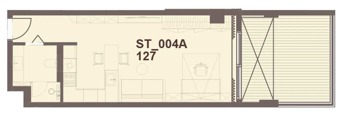 J-Haus Residence Studio floor plan, 594 sqft