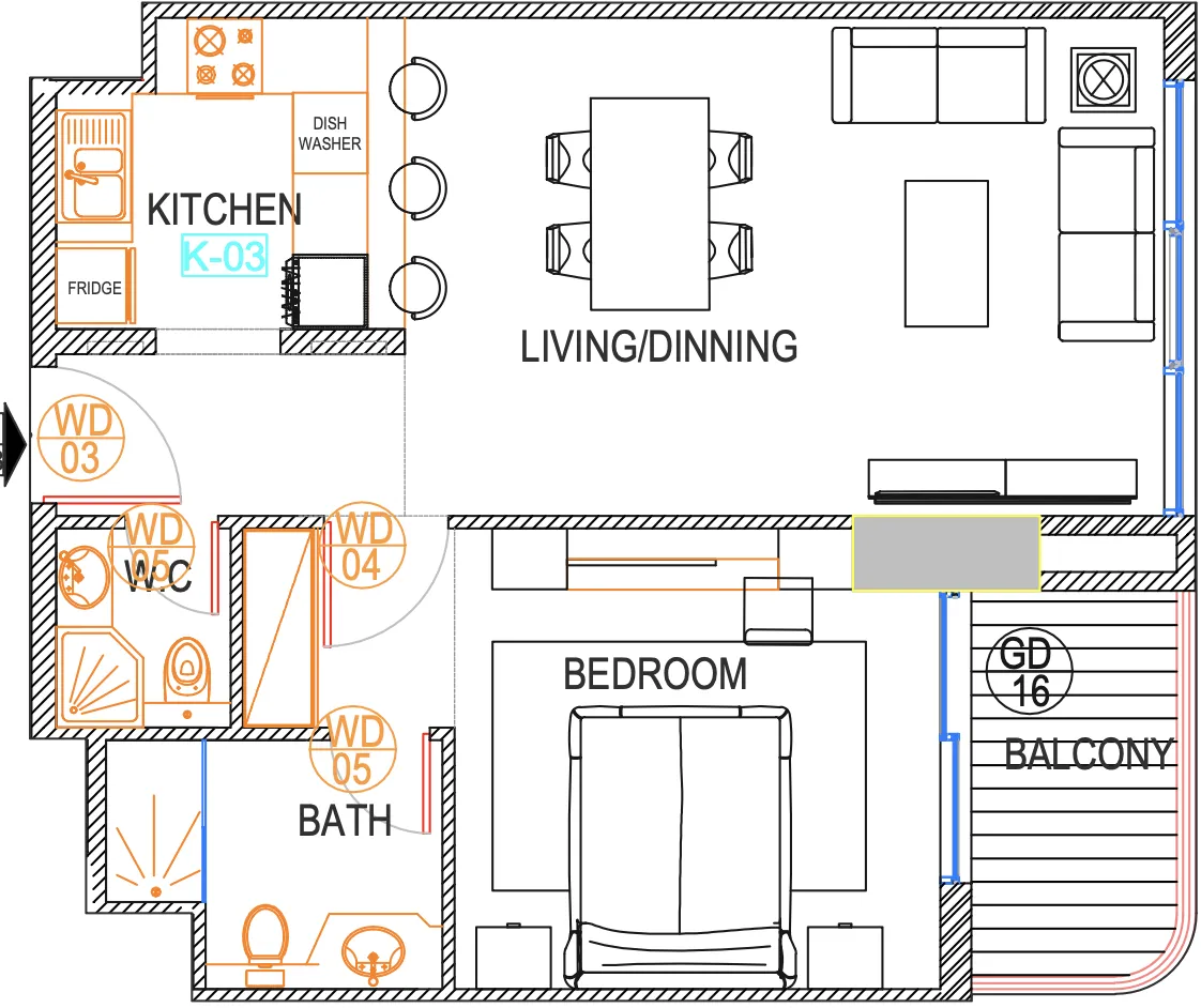 Urban Life 1 bed floor plan, 764 – 1,186 sqft