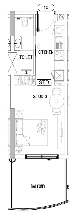 Damac Lagoons Views Phase 3 Studio floor plan, 405 sqft