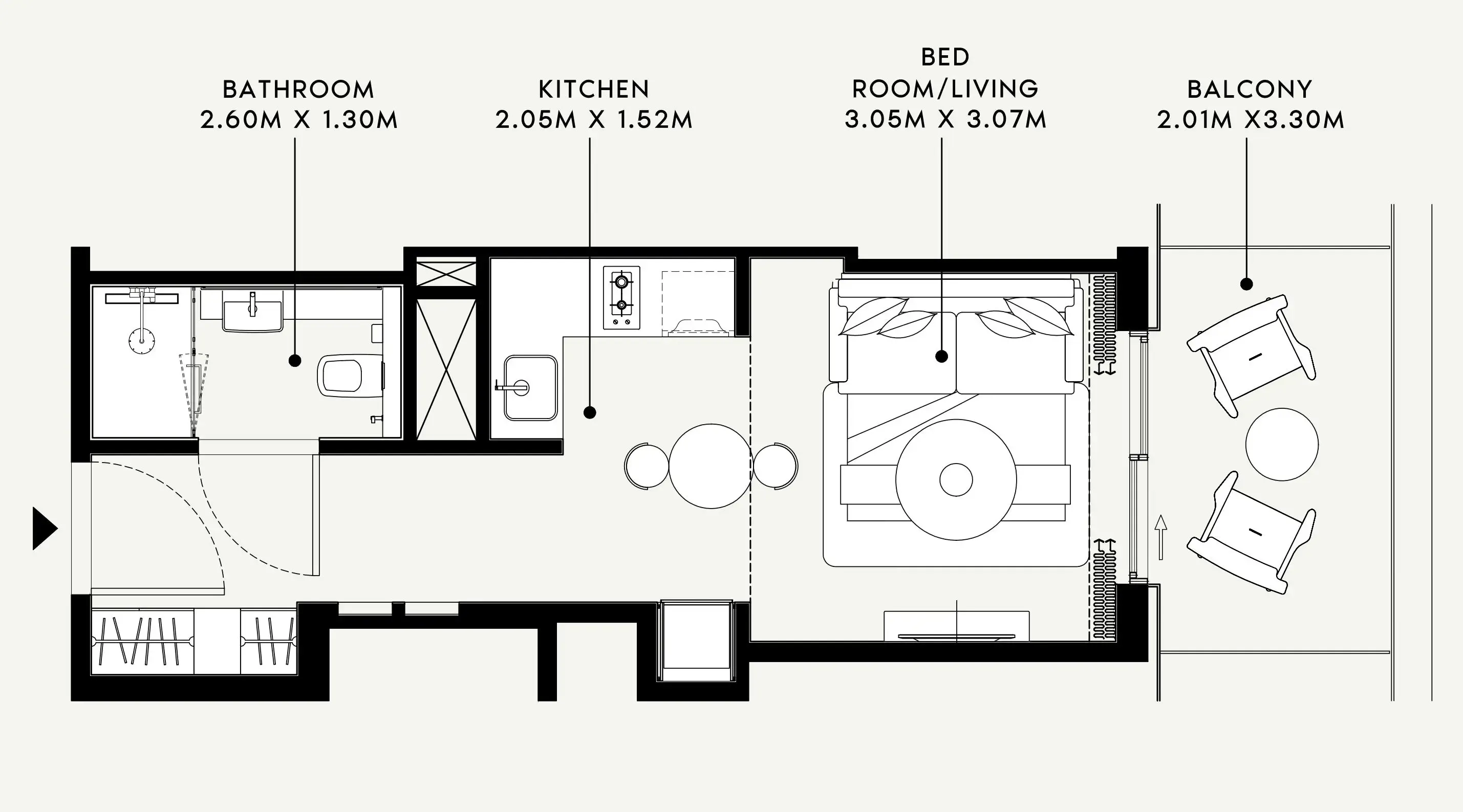 Azizi Venice Studio floor plan, 382 sqft
