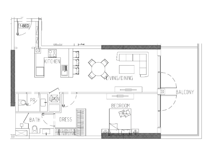 Damac Riverside Views 1 bed floor plan, 983 sqft
