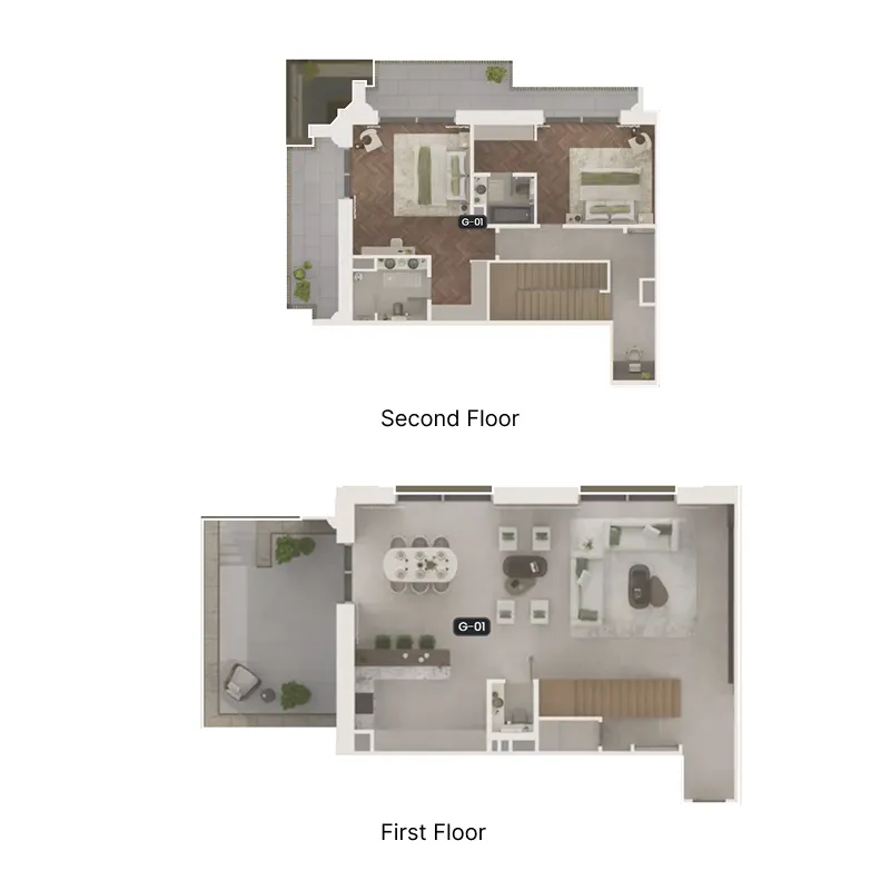 Sama Yas 2 bed floor plan, 2,494 sqft